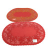 Christmas Holiday Red and Gold Vinyl 18" Oval Placemats,  Set of 4