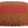Christmas Holiday Red and Gold Vinyl 18" Oval Placemats,  Set of 4