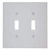Leviton 80509-W 2-Gang Toggle Device Switch Wallplate, Midway Size In White - 50