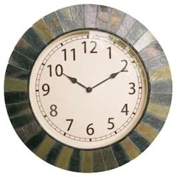 Garden Treasures 14-inch Outdoor Hand-Painted Faux Slate Wall Clock, #0484962