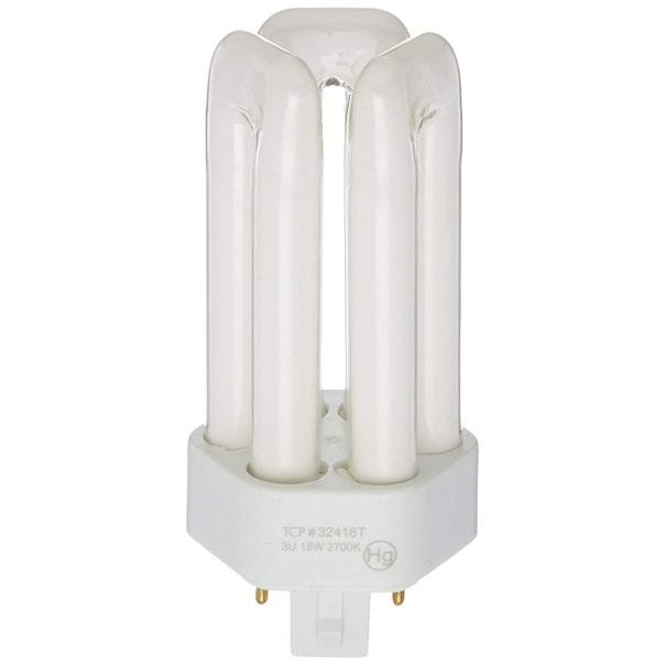 Fluorescent Triple Tube PL Lamp -18 Watt (1150 Lumens)Soft White (2700K) 4-Pin