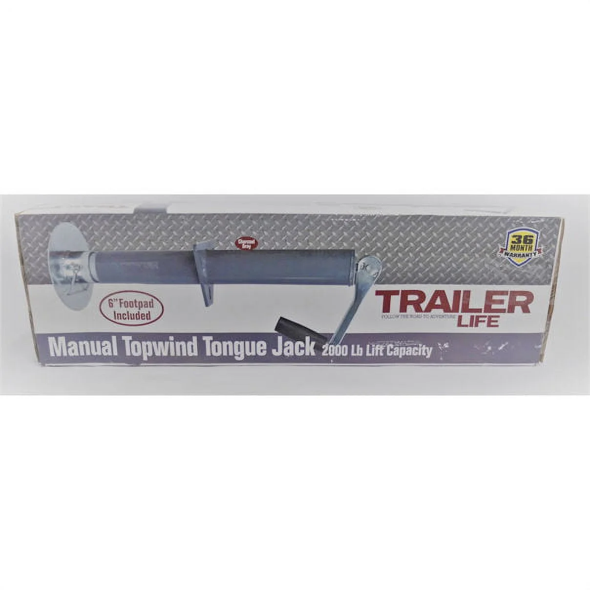 Trailer Life Manual Topwind Tongue Jack with 6" Footpad, 2000 Lb Life Capacity