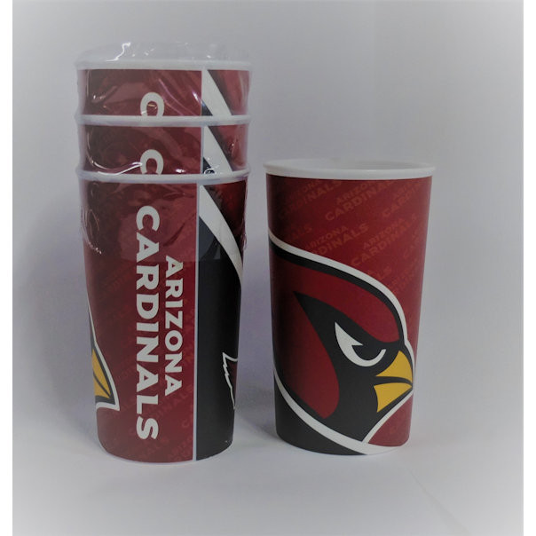Boelter Brands NFL Arizona Cardinals 22oz Plastic Cups, 4 Pack