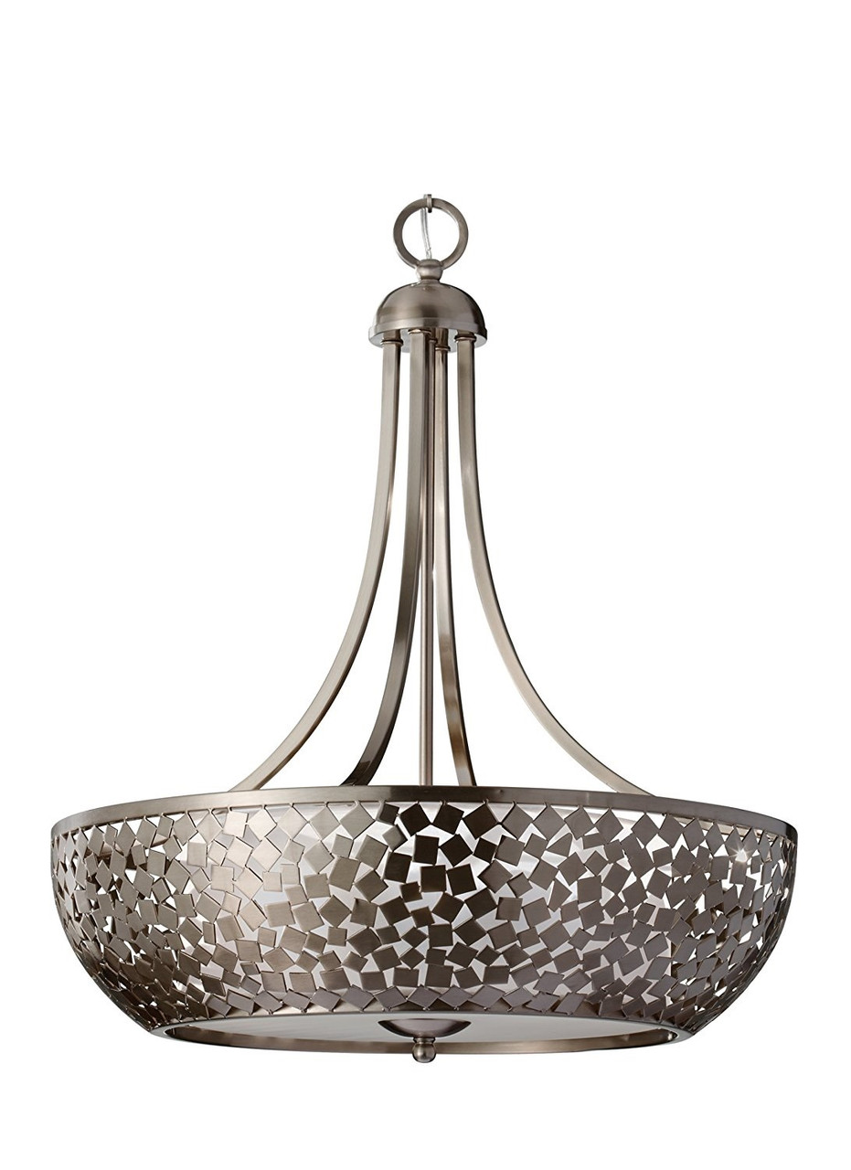 Zara 4 Light Pendant with Mirror Mosaic Shade Brushed Steel  Lighting Pendants