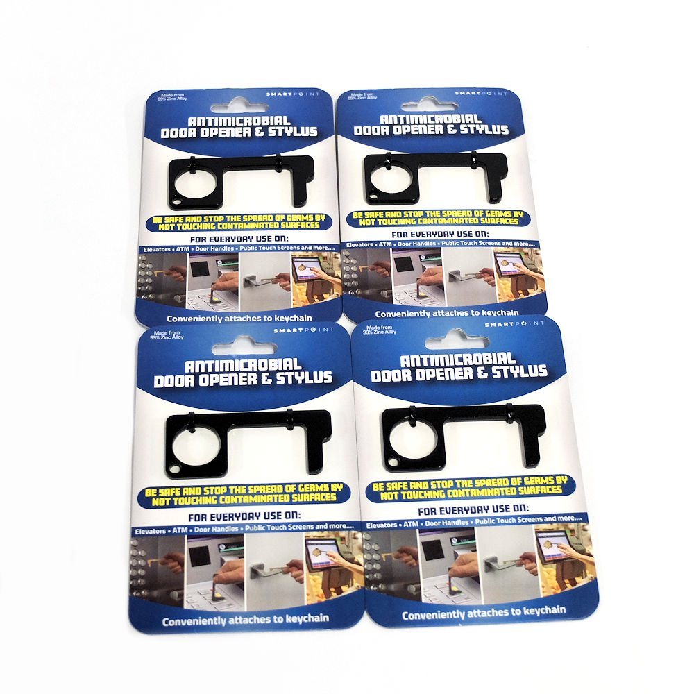 Antimicrobial Door Opener and Stylus in Black - Set of 4