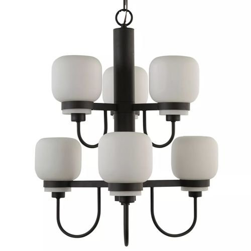 Calloway 2 Tier Empire Style Chandelier w/ Etched Glass Shades