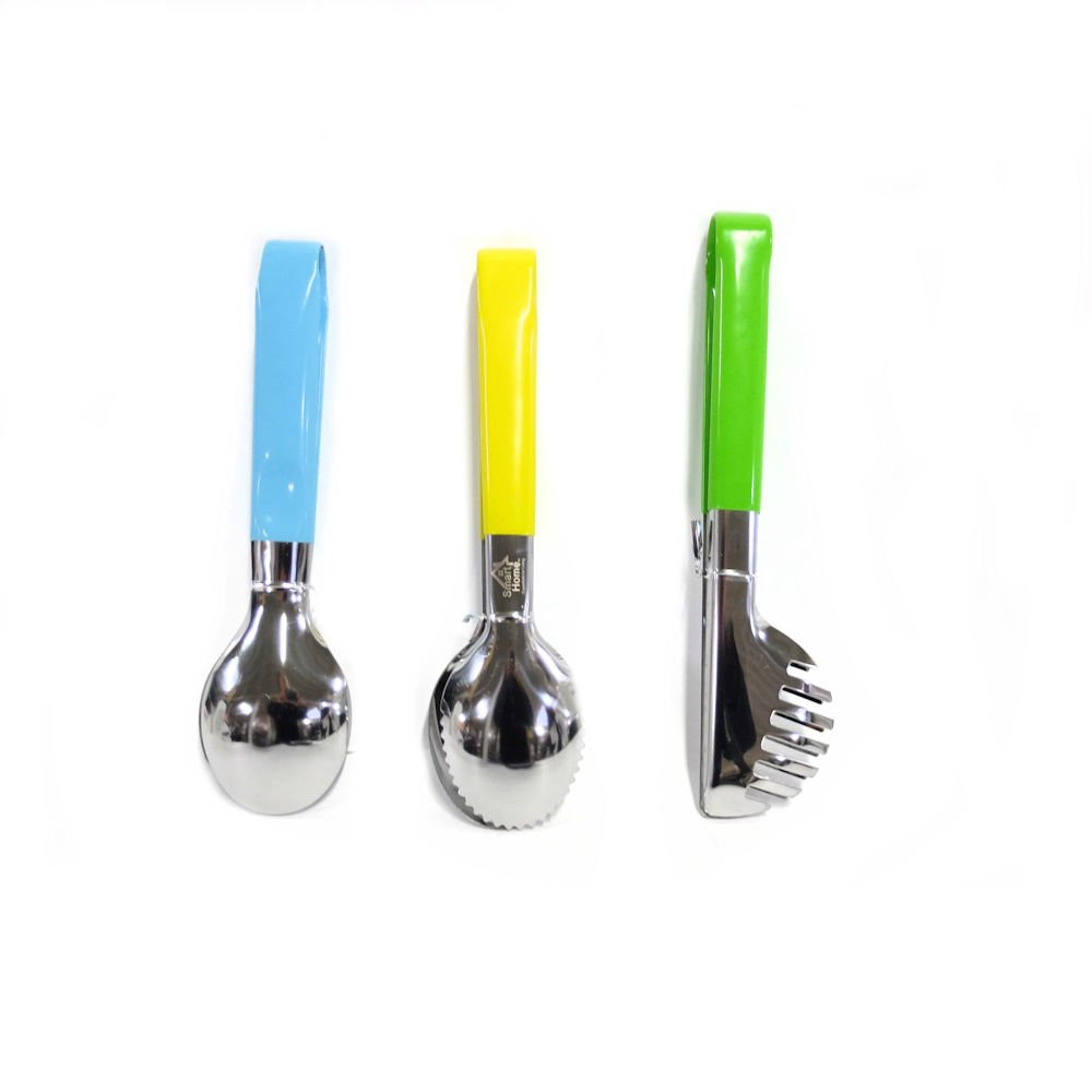 Stainless Steel Multipurpose Kitchen Tongs with Rubber Grips, Set of 3
