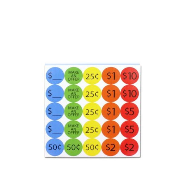 Multi-Price and Multi-Color Sale Price Tag Stickers, 1250 Count