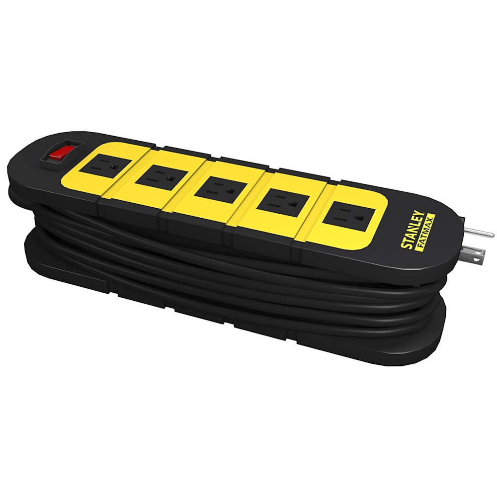 STANLEY FATMAX Wrap N Go 5 Outlet Surge Protector with 12-Foot Cord, 31607-1