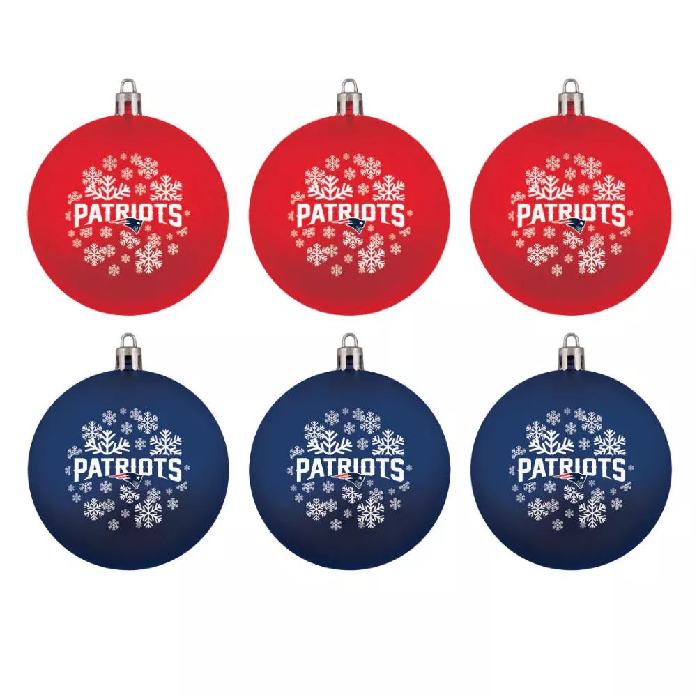 Boelter Brands NFL New England Patriots Shatterproof Ball Ornament Set, 6 Pack