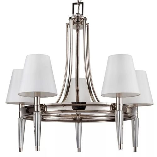 Manteo 26" Wide 5 Light Single Tier Empire Style Chandelier, Polished Nickel