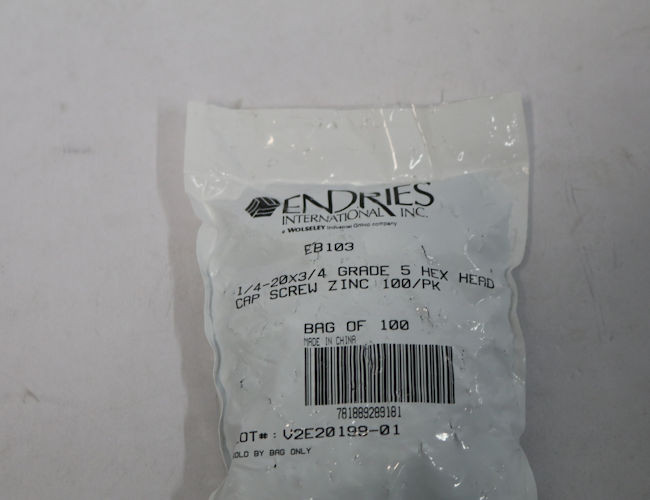 Endries International 1/4-20 x 3/4 Grade 5 Hex Head Cap Screw - 100 Pack