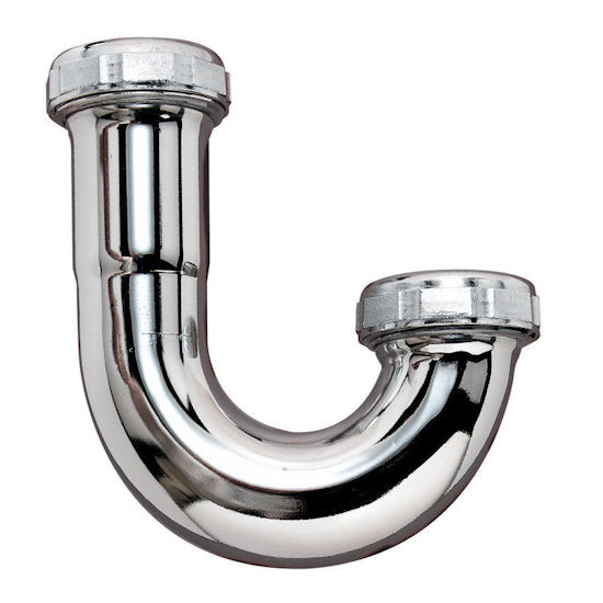 Keeney 10304CP J-Bend 20 Gauge Brass Tubing, 1-1/2" x 1-1/2" - Chrome