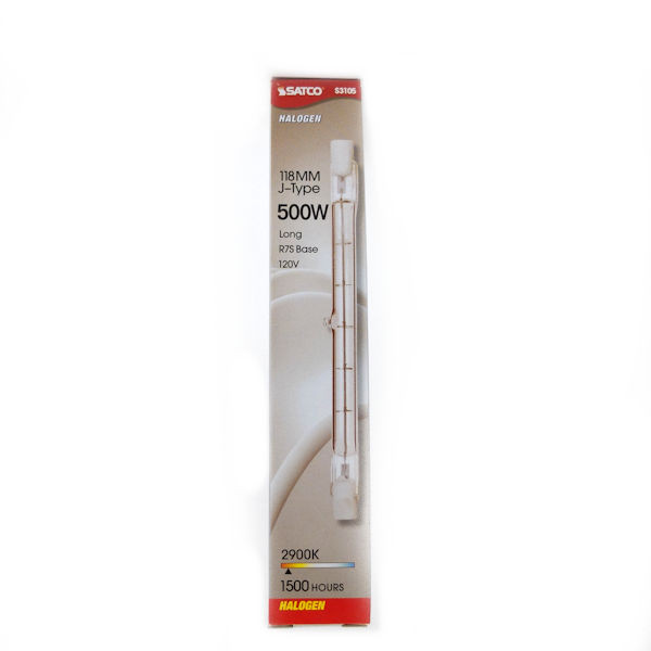 Satco S3105 500W 9500 Halogen Double Ended R7S Base Clear Light Bulb