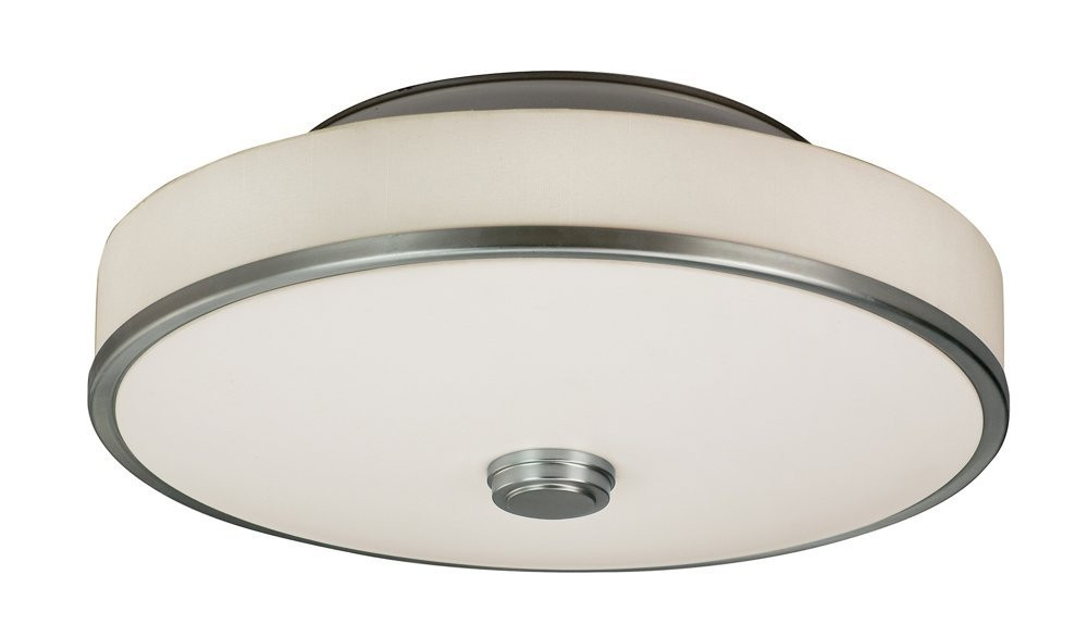 Semi-Flush Light Fixture, Champagne Finish with Hard-Back Linen Shade