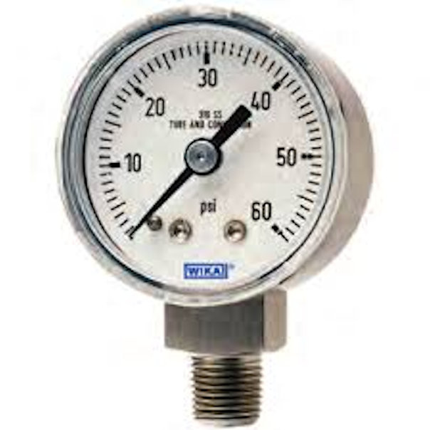 Wika 9361103,233.30  Hydraulic Gauge 60 psi,4 in Face,Lower Mount (LM),1/2 NPT