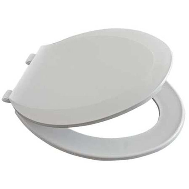 Toilet Seat, Elongated,18-7/8" Closed Front,with Cover White,Pkg of 8