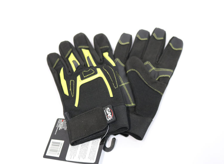 SAS Safety 6722-03 MX Impact Resistant Grip Palm Gloves,Yellow/Black, Large