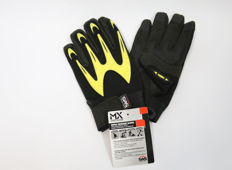 SAS Safety 6721-02 MX impact-resistant Padded Palm Gloves, Medium, Yellow/Black