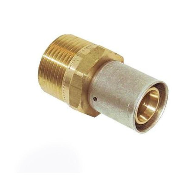 MLC Press Fitting Brass Male Threaded Adapter 1/2" MLC Tubing x3/4" NPT -10-Pack