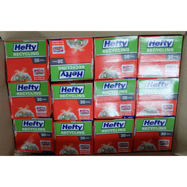 Hefty ( 30 Gallon, 24 Count, Pack of 12) Clear Large Recycling Trash Bags
