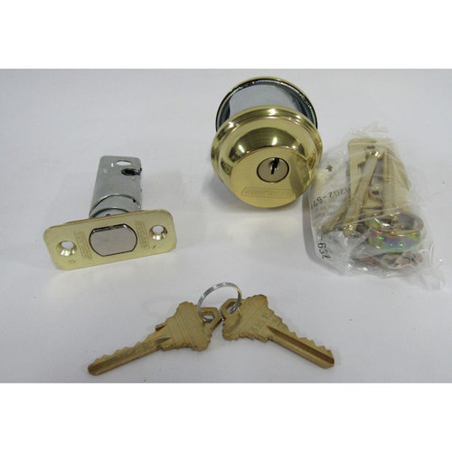 Schlage Single Cylinder Deadbolt B60N 605 Strike Bright Brass Finish