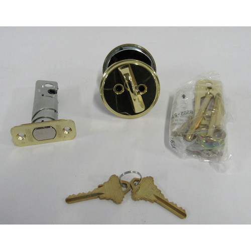 Schlage Single Cylinder Deadbolt B60N 605 Strike Bright Brass Finish