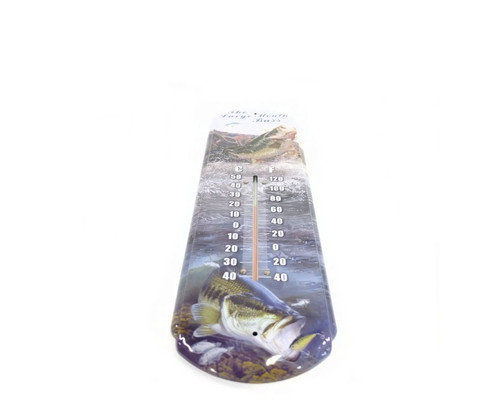 Woodland Creek 17" Large Mouth Bass Tin Wall Thermometer, Indoor/Outdoor