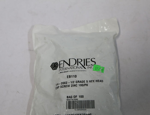 Endries International 1/4-20X2-1/2 Grade 5 Hex Head Cap Screw - 100 Pack