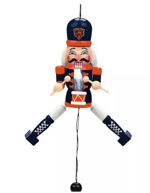 FOCO NFL Chicago Bears 6-inch Pull String Wooden Nutcracker Ornament