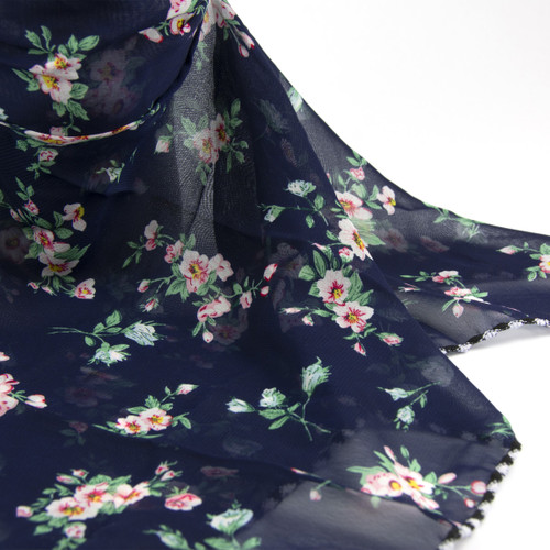 Gold Coast Women's Face Mask Scarf with Adjustable Ear Loops in Navy Floral