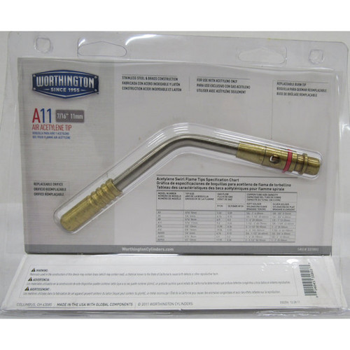 Worthington Cylinders - 331803 - Air Acetylene Tip, 7/16 In, Swirl Flame