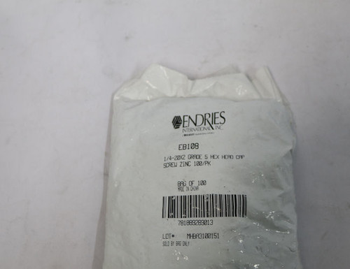 Endries International 1/4-20X2 Grade 5 Hex Head Cap Zinc Screw - 100 Pack