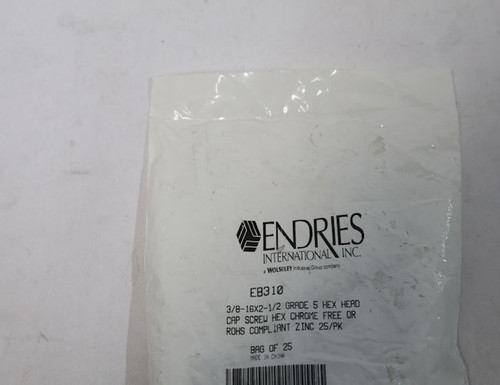 Endries International 3/8-16X2-1/2 Grade 5 Hex Head Cap Screw - 25 Pack