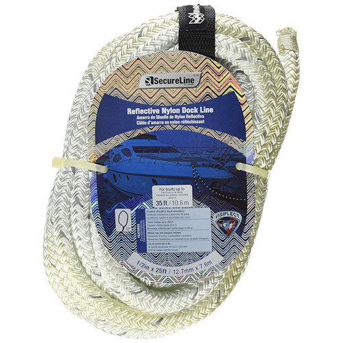 RDBNR5825 Reflective Poly Marine Dock Line, 1/2"x25', White
