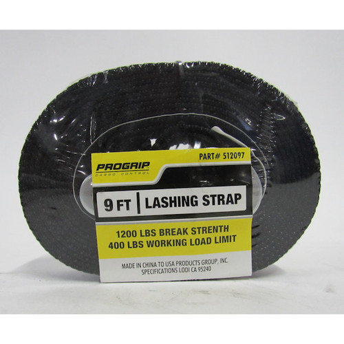 PROGRIP 512097 9 FT Lashing Strap Aero Cam Buckle Black 6-Pack