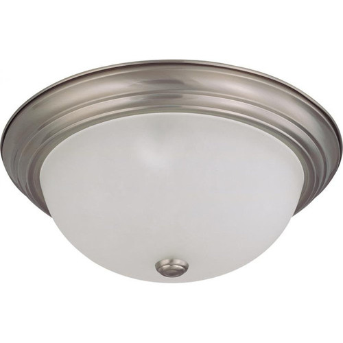 Nuvo  Three Light Interior Flush Dome with Frosted Glass, Brushed Nickel,15-Inch