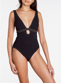 Karla Colletto ワンンピース 水着 スイムウエア ロープ 黒 Karla Colletto One Piece Swimsuit Size 14 | eBay