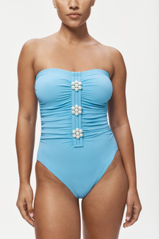 Maya ruched bandeau with shelf bra