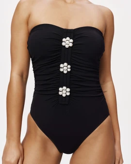 Maya ruched bandeau with shelf bra