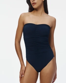 Basics ruched bandeau with shelf bra