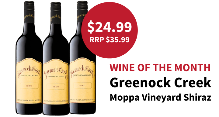 Our May wine of the month is Greenock Creek Moppa Vineyard Shiraz