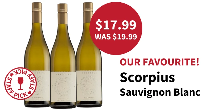 Our favourite is the Scorpius Sauvignon Blanc