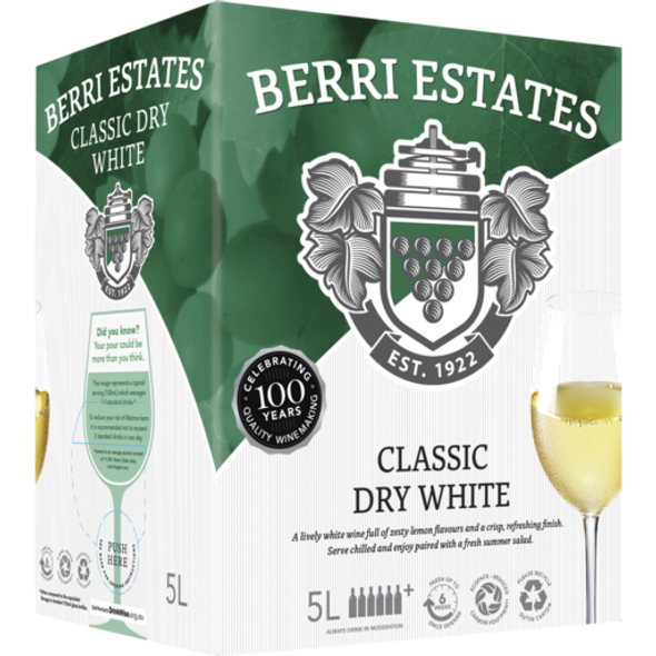 Berri Estates Classic Dry White 2 x 5lt Casks