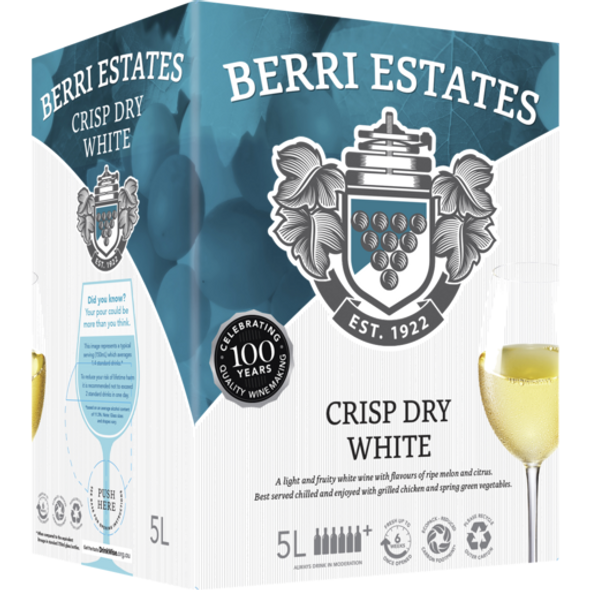 Berri Estates Crisp Dry White 2 x 5lt Casks