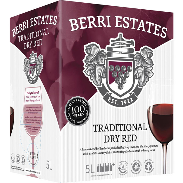 Berri Estates Traditional Dry Red 2 x 5lt Cask