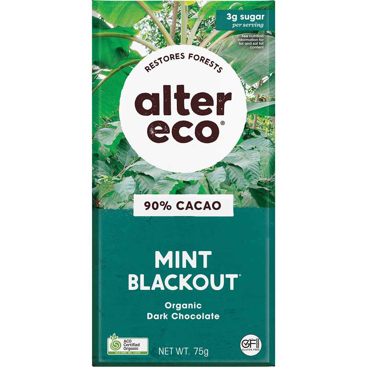 ALTER ECO Organic Dark Mint Blackout Chocolate (90%) 75g