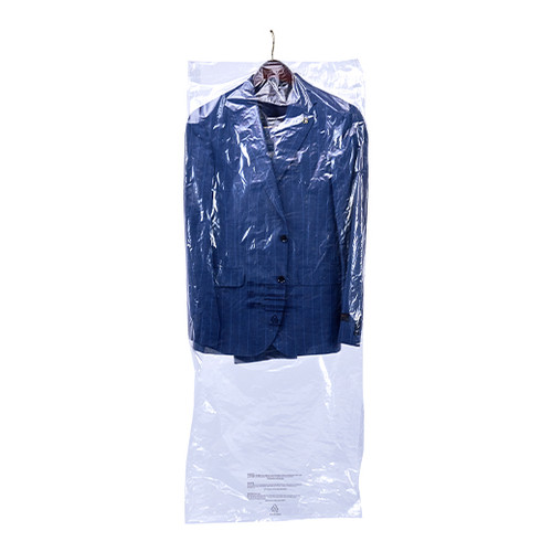 Heavy Duty Gusseted Garment Bags LDPE | 1.25 Mil | 3 Warning | Clear