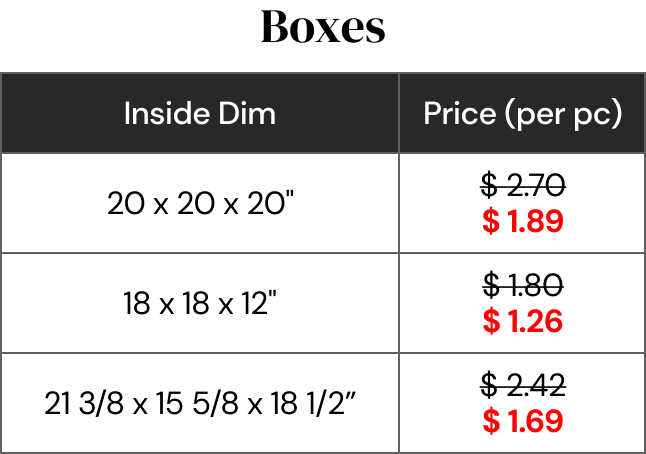 banner boxes table
