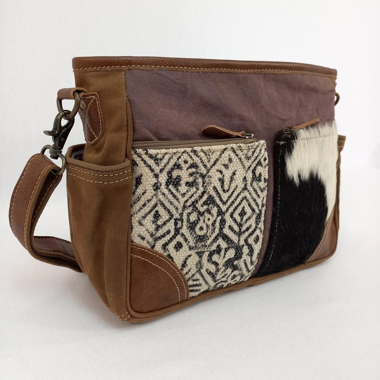 Indie - Leather/Hide/Canvas Crossbody Bag - Peppers Trading Co